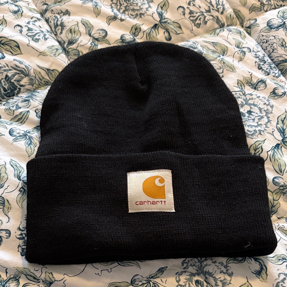 Carhartt Black Beanie with Gold Logo Patch
